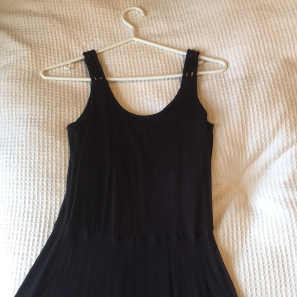 Black jersey dress with braided straps - Picture 3 of 6